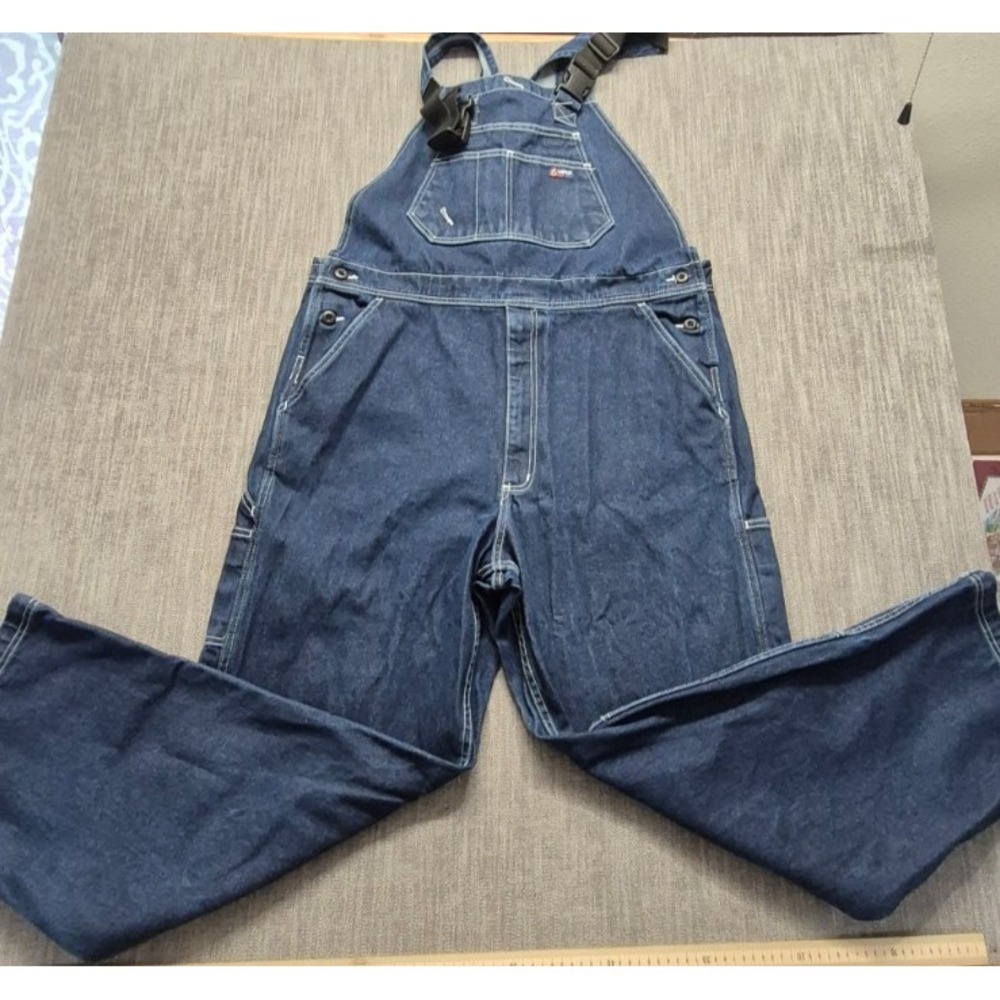 Lapco fire resistance bib denim blue jean overalls XL NFPA 2112 CAT 2 workwear